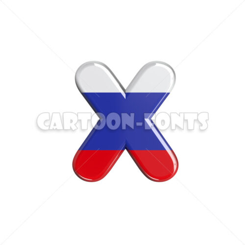 russian flag character X - lowercase 3d font - Cartoon fonts - High quality 3d letters and signs illustrations