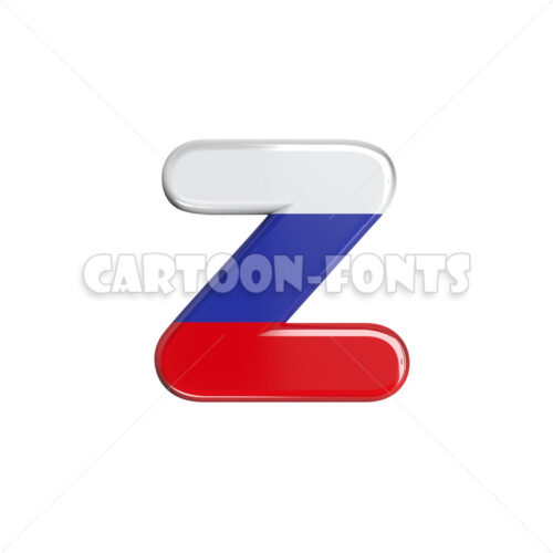 Russia flag letter Z - lowercase 3d character - Cartoon fonts - High quality 3d letters and signs illustrations
