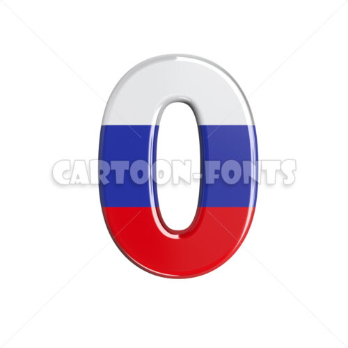 Russia flag numeral 0 - 3d number - Cartoon fonts - High quality 3d letters and signs illustrations