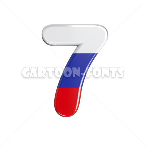 Russia flag numeral 7 - 3d digit - Cartoon fonts - High quality 3d letters and signs illustrations