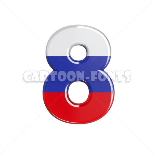 Russia flag numeral 8 - 3d number - Cartoon fonts - High quality 3d letters and signs illustrations