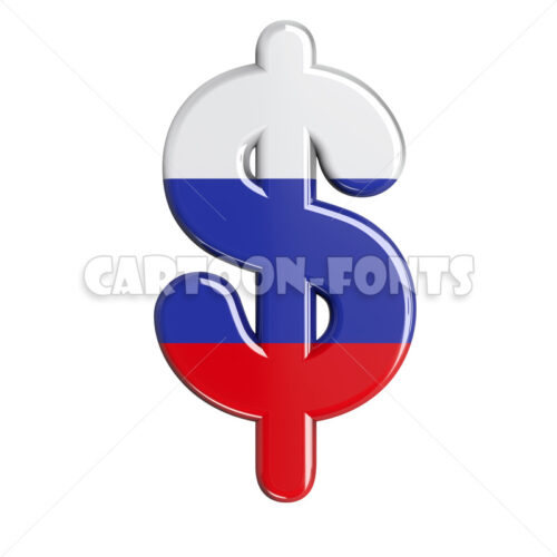 Russia flag dollar money - 3d Currency symbol - Cartoon fonts - High quality 3d letters and signs illustrations