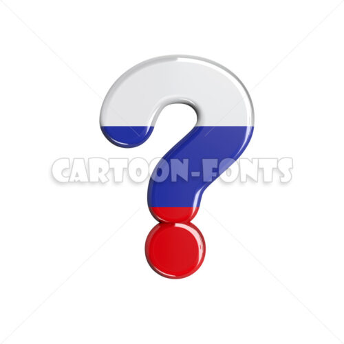 Russia flag interrogation point - 3d symbol - Cartoon fonts - High quality 3d letters and signs illustrations