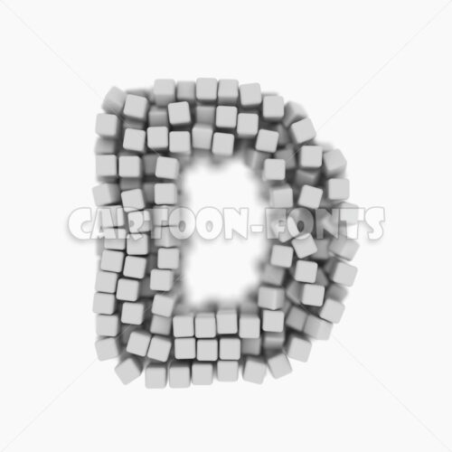 White cube letter D - Large 3d font - Cartoon fonts - High quality 3d letters and signs illustrations