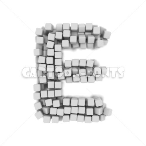 White cube font E - Uppercase 3d character - Cartoon fonts - High quality 3d letters and signs illustrations
