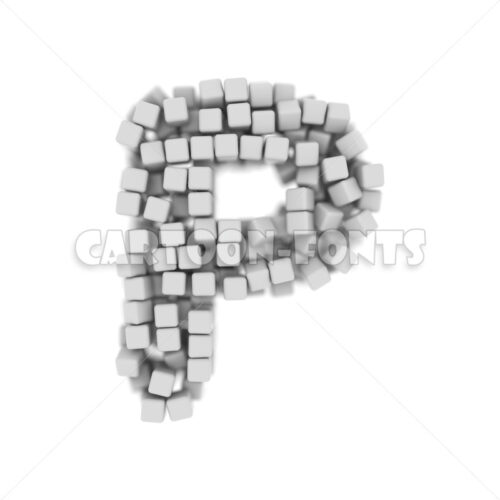 White cube letter P - large 3d character - Cartoon fonts - High quality 3d letters and signs illustrations