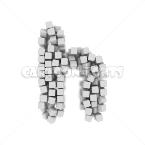 White cube character H - Lowercase 3d font - Cartoon fonts - High quality 3d letters and signs illustrations