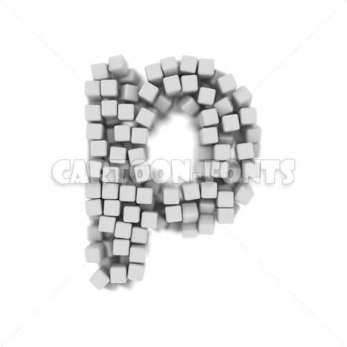 White cube letter P - Lower-case 3d character - Cartoon fonts - High quality 3d letters and signs illustrations