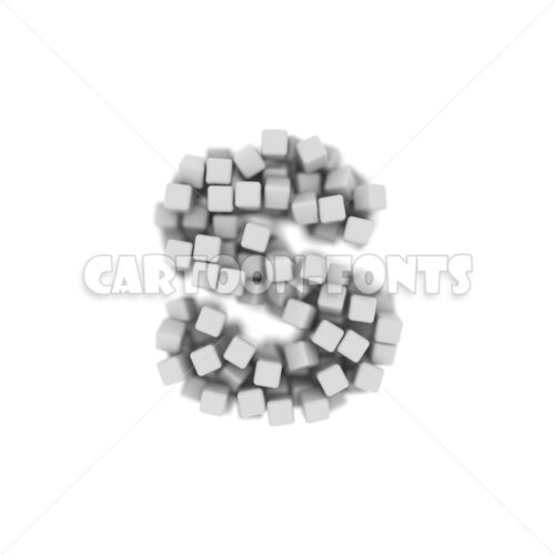 White cube character S - Small 3d letter - Cartoon fonts - High quality 3d letters and signs illustrations