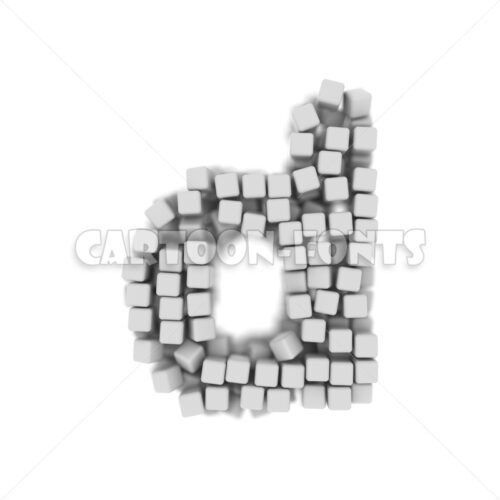 White cube character D – Lower-case 3d letter - Cartoon fonts - High quality 3d letters and signs illustrations