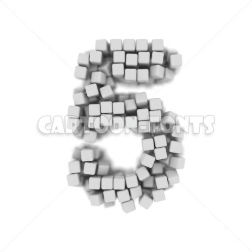 White cube numeral 5 - 3d digit - Cartoon fonts - High quality 3d letters and signs illustrations