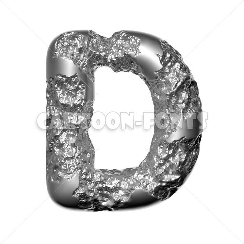 Melted steel letter D - Large 3d font - Cartoon fonts - High quality 3d letters and signs illustrations