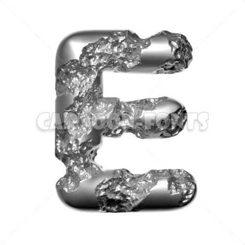 Melted steel font E - Uppercase 3d character - Cartoon fonts - High quality 3d letters and signs illustrations
