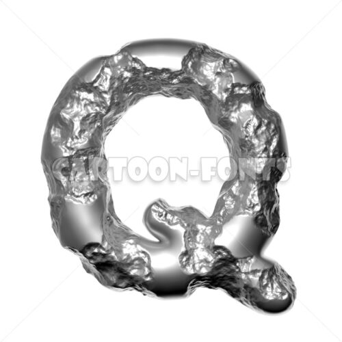 damaged steel letter Q - capital 3d font - Cartoon fonts - High quality 3d letters and signs illustrations