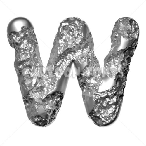 Steel character W - Upper-case 3d font - Cartoon fonts - High quality 3d letters and signs illustrations