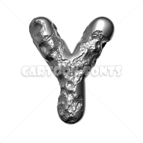 Hammered steel letter Y - Upper-case 3d font - Cartoon fonts - High quality 3d letters and signs illustrations