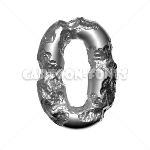 damaged steel numeral 0 - 3d number - Cartoon fonts - High quality 3d letters and signs illustrations