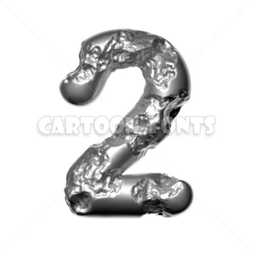 Steel numeral 2 - 3d number - Cartoon fonts - High quality 3d letters and signs illustrations