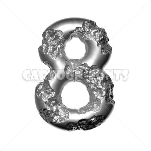 damaged steel numeral 8 - 3d number - Cartoon fonts - High quality 3d letters and signs illustrations