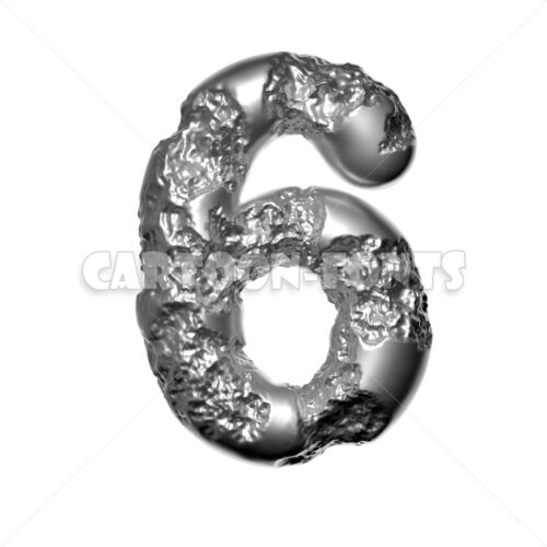 damaged steel numeral 6 – 3d number - Cartoon fonts - High quality 3d letters and signs illustrations