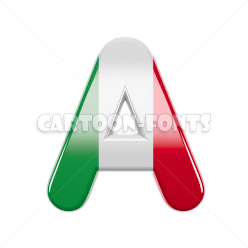 Italy flag font A - Large 3d letter - Cartoon fonts - High quality 3d letters and signs illustrations