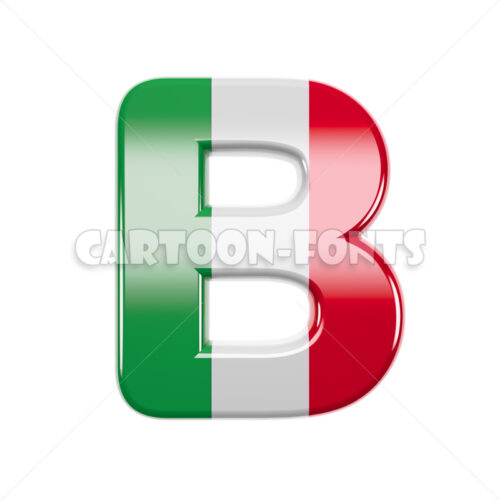 Flag of Italy character B - Uppercase 3d letter - Cartoon fonts - High quality 3d letters and signs illustrations
