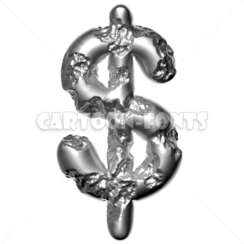 damaged steel dollar money – 3d Currency symbol - Cartoon fonts - High quality 3d letters and signs illustrations