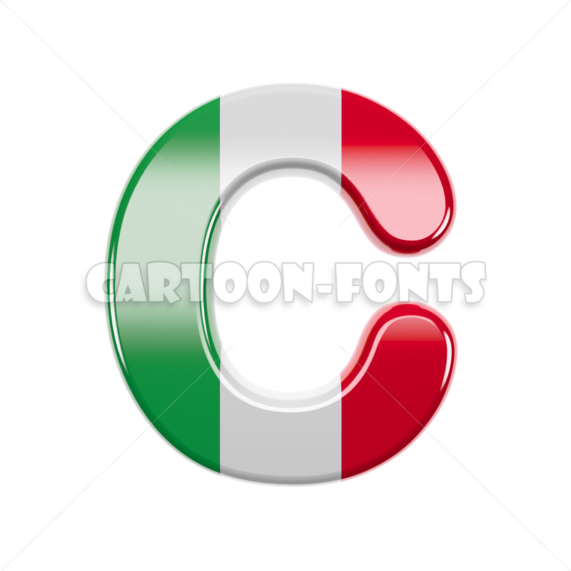 Italy flag character C - Uppercase 3d font - Cartoon fonts - High quality 3d letters and signs illustrations