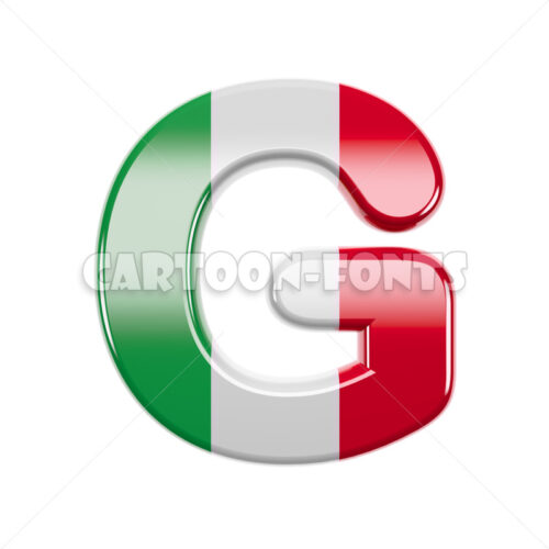 Italy flag letter G - Uppercase 3d character - Cartoon fonts - High quality 3d letters and signs illustrations