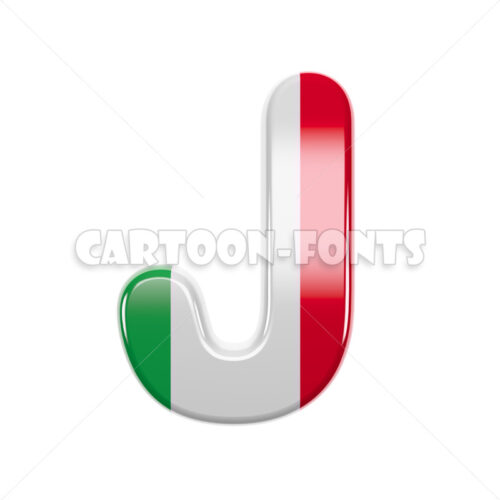 Flag of Italy letter J - capital 3d font - Cartoon fonts - High quality 3d letters and signs illustrations