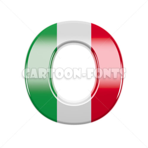 Flag of Italy character O - Upper-case 3d letter - Cartoon fonts - High quality 3d letters and signs illustrations