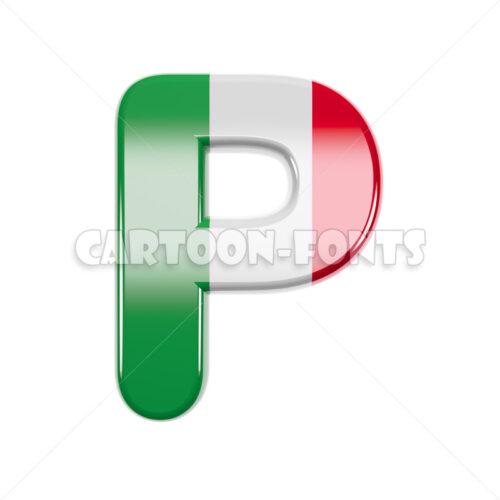 Italian letter P - large 3d character - Cartoon fonts - High quality 3d letters and signs illustrations