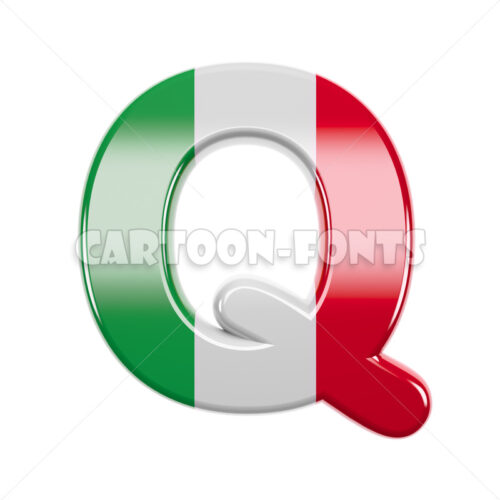 Italy flag letter Q - capital 3d font - Cartoon fonts - High quality 3d letters and signs illustrations