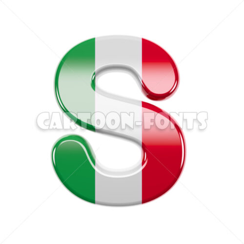 Italy flag character S - large 3d font - Cartoon fonts - High quality 3d letters and signs illustrations
