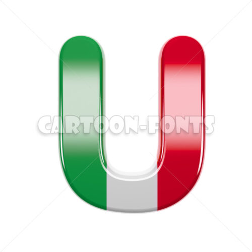 Italy flag character U - uppercase 3d letter - Cartoon fonts - High quality 3d letters and signs illustrations
