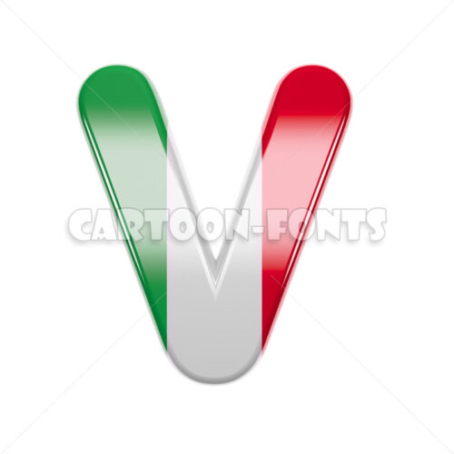 Italy flag font V - large 3d letter - Cartoon fonts - High quality 3d letters and signs illustrations