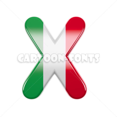 Italy flag font X - Large 3d character - Cartoon fonts - High quality 3d letters and signs illustrations