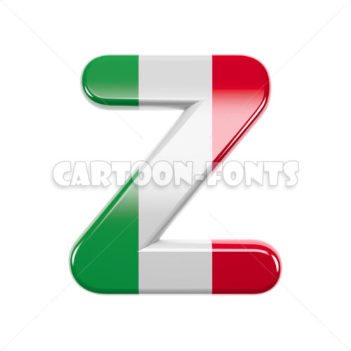 Italy flag character Z - large 3d letter - Cartoon fonts - High quality 3d letters and signs illustrations