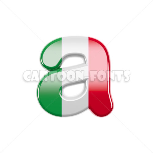 Italy flag character A - Lower-case 3d font - Cartoon fonts - High quality 3d letters and signs illustrations