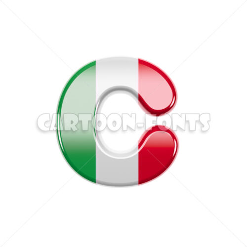 Italy flag letter C - Lower-case 3d font - Cartoon fonts - High quality 3d letters and signs illustrations