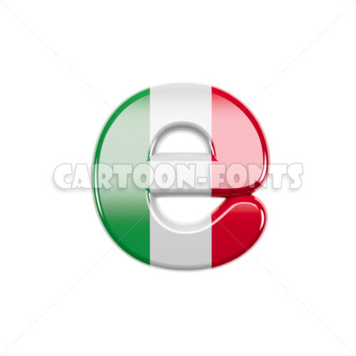 Italy flag font E - smal 3d character - Cartoon fonts - High quality 3d letters and signs illustrations