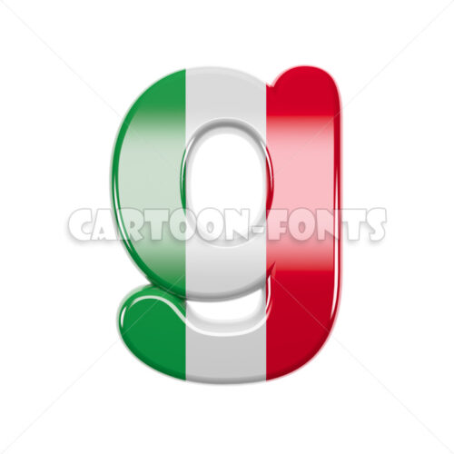 Italy flag letter G - Minuscule 3d font - Cartoon fonts - High quality 3d letters and signs illustrations