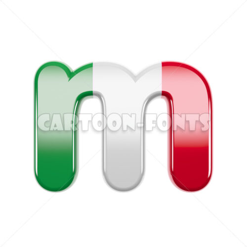 Italy flag character M - Lower-case 3d font - Cartoon fonts - High quality 3d letters and signs illustrations