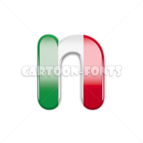 Italy flag character N - Minuscule 3d letter - Cartoon fonts - High quality 3d letters and signs illustrations