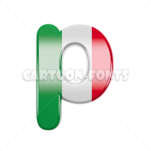 Italian letter P - Lower-case 3d character - Cartoon fonts - High quality 3d letters and signs illustrations