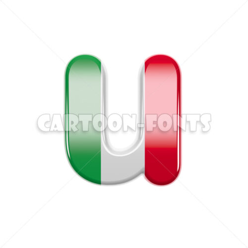 Italy flag font U - lowercase 3d character - Cartoon fonts - High quality 3d letters and signs illustrations