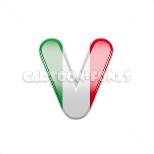 Italy flag character V - Minuscule 3d font - Cartoon fonts - High quality 3d letters and signs illustrations