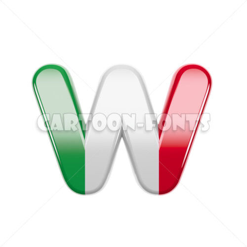 Flag of Italy font W - Small 3d letter - Cartoon fonts - High quality 3d letters and signs illustrations