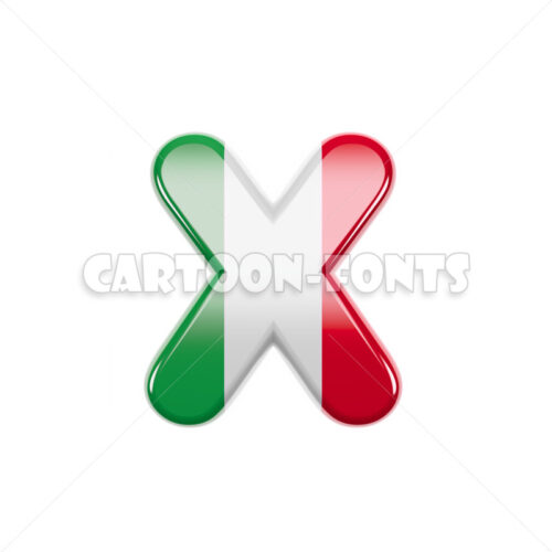 Italy flag character X - lowercase 3d font - Cartoon fonts - High quality 3d letters and signs illustrations
