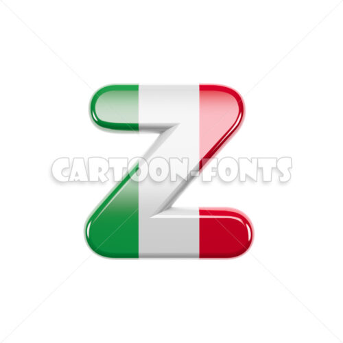 Italy flag letter Z - lowercase 3d character - Cartoon fonts - High quality 3d letters and signs illustrations